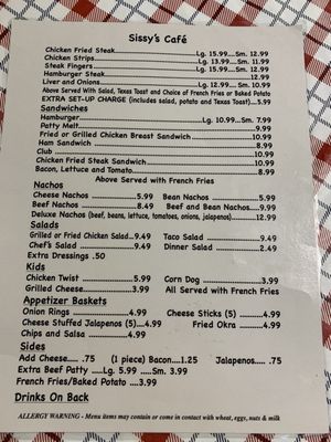 Menu photo 1 Sissy's Breckenridge, TX