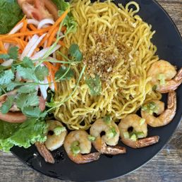 Garlic noodles with shrimp. Garlic noodles with shrimp.