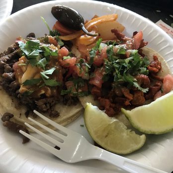 Ortegas Taqueria - One taco Asada and one of Al Pastor - Tacos Near Me - Reedley, California