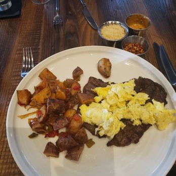 Warehouse 72 - The steak and eggs (Brunch menu) - New American Near Me - Houston, Texas Warehouse 72 - The steak and eggs (Brunch menu) - New American Near Me - Houston, Texas