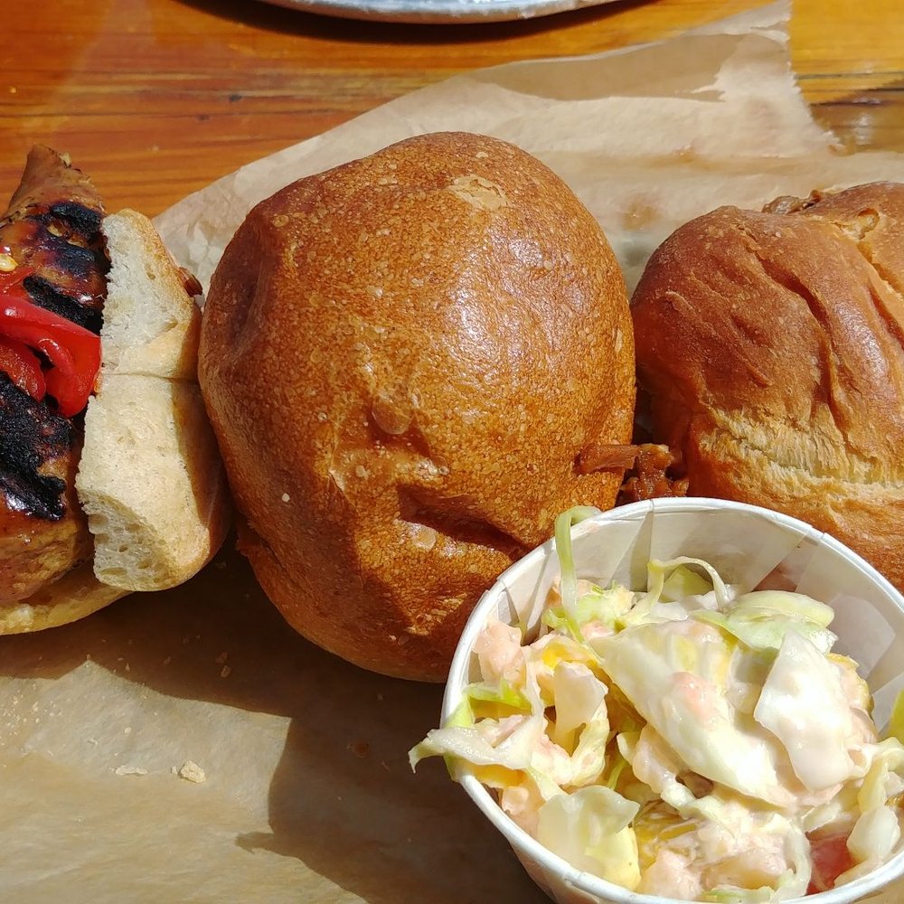 The Duce - Slider sample - Chicken Brat, Meatball and Brisket. The coleslaw was incredible. - Lounges Near Me - Phoenix, Arizona The Duce - Slider sample - Chicken Brat, Meatball and Brisket. The coleslaw was incredible. - Lounges Near Me - Phoenix, Arizona