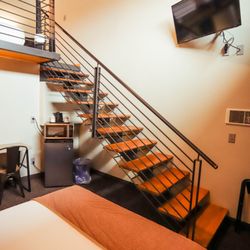The Hotel Sturgis - Stairway to the loft - every room has a loft