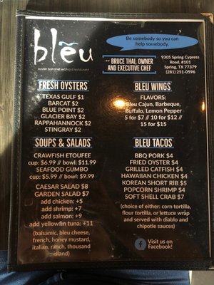 Menu photo 4 Bleu Oyster Bar and Seafood Spring, TX
