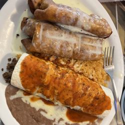 San Marcos Mexican Restaurant - Create your own - two chimi one burrito. Huge meal.