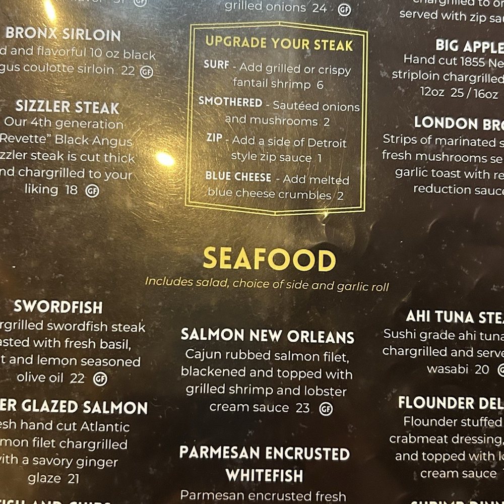 Gatsby's Saloon - Menu - Seafood Near Me - Bay City, Michigan