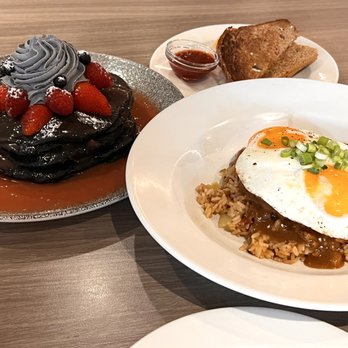 Basalt - loco moco (with a side of wheat toast)/ charcoal pancake - New American Near Me - Honolulu, Hawaii Basalt - loco moco (with a side of wheat toast)/ charcoal pancake - New American Near Me - Honolulu, Hawaii