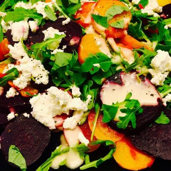 The Shores Kitchen - Organic Baby Beet Goat Chees Salad on Mixed Greens - Pizza Near Me - Santa Monica, California