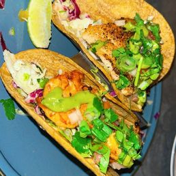 Rock fish taco and shrimp taco Rock fish taco and shrimp taco