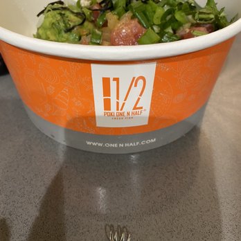 Poki One N Half - Spring found inside half filled bowl with skimpy helping scoops of fish. - Seafood Near Me - Chula Vista, California Poki One N Half - Spring found inside half filled bowl with skimpy helping scoops of fish. - Seafood Near Me - Chula Vista, California