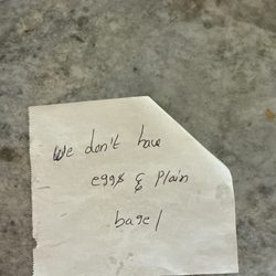 This is the note left inside the bag, letting me know why my order was not inside.