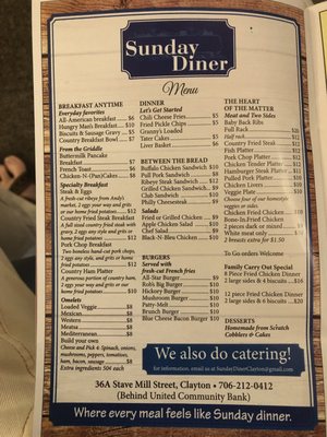 Menu photo 3 Sunday Diner Clayton, GA Menu photo 3 Sunday Diner Clayton, GA