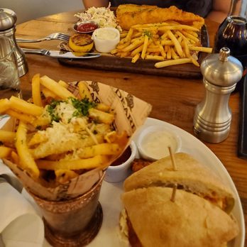 The Dearborn - Fish and chips  Buffalo chicken Sandwich - New American Near Me - Chicago, Illinois