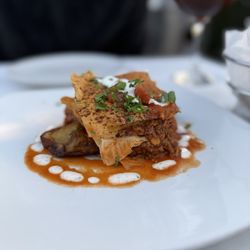 Lamb and eggplant Napoleon is a must! Delicious.