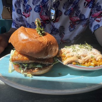 Beach Waves Grill - Mahi Mahi Sandwich Cajun Style Mexican Street Corn - Seafood Near Me - Indian Rocks Beach, Florida Beach Waves Grill - Mahi Mahi Sandwich Cajun Style Mexican Street Corn - Seafood Near Me - Indian Rocks Beach, Florida