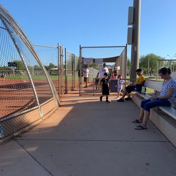 Goodyear Community Park - Dugout before t-ball practice - Dog Parks Near Me - Goodyear, Arizona