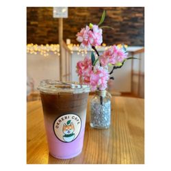 Okaeri Cafe - Strawberry Hojicha Latte