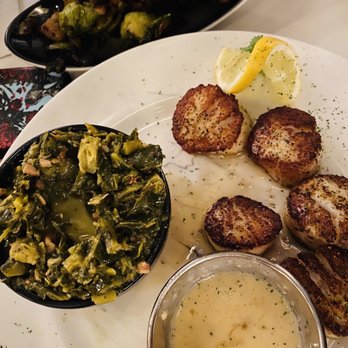 Tom Brown's Restaurant - Scallops, collards and Brussels sprouts - Cocktail Bars Near Me - Madison, Alabama Tom Brown's Restaurant - Scallops, collards and Brussels sprouts - Cocktail Bars Near Me - Madison, Alabama