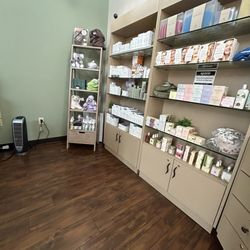 Spavia Day Spa - Orchard Town Center - Retail shelf with products for sale