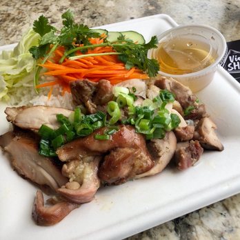 Vietshack - Grilled chicken rice plate. Meat tender & tasty. Drizzle sauce over rice, chicken & salad, and enjoy. - Vietnamese Near Me - Tempe, Arizona