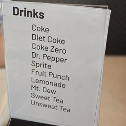 Drink menu Drink menu