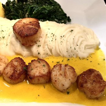 Char Steakhouse and Bar - Deep Saffron: (& Great Tasting Scallops+Mashed+ Garlic Spinach) - Steakhouses Near Me - Mahopac, New York