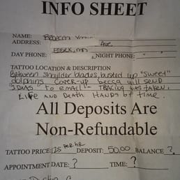 Deposit receipt for a tattoo I never got from over a year ago. Deposit receipt for a tattoo I never got from over a year ago.