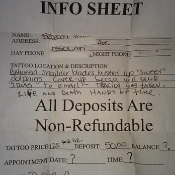 New American Tattoo Company - Deposit receipt for a tattoo I never got from over a year ago. - Tattoo Near Me - Baltimore, Maryland New American Tattoo Company - Deposit receipt for a tattoo I never got from over a year ago. - Tattoo Near Me - Baltimore, Maryland