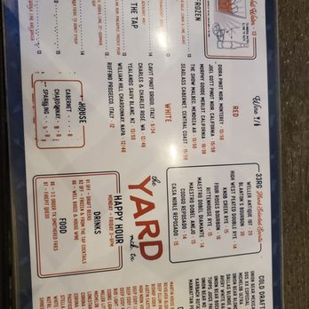 The Yard - Back of the menu as of 5/23/24 - Sports Bars Near Me - McKinney, Texas The Yard - Back of the menu as of 5/23/24 - Sports Bars Near Me - McKinney, Texas
