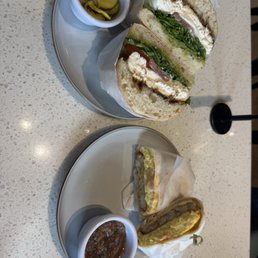 Burrata on ciabatta (top), breakfast burrito (bottom) Burrata on ciabatta (top), breakfast burrito (bottom)