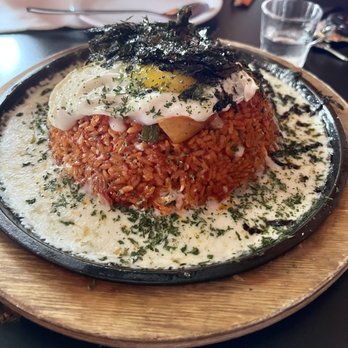 SOHA - Kimchi Fried Rice with Fried Egg and Cheese - Korean Near Me - Austin, Texas SOHA - Kimchi Fried Rice with Fried Egg and Cheese - Korean Near Me - Austin, Texas