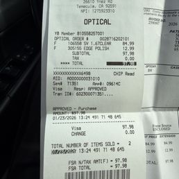 receipt of my getting lenses in my frame