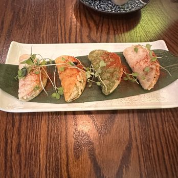 5ive Spice - TUNA POKE MINI TACO (4PC)  with Smoked Spanish Paprika Aioli and fresh Asian herbs. - Vietnamese Near Me - New York, New York