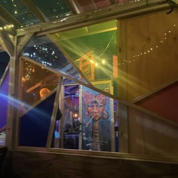 Branded Saloon - Stopped by to grab drinks with a friend last night and had to include a photo from our table inside the plexiglass hut - Bars Near Me - Brooklyn, New York