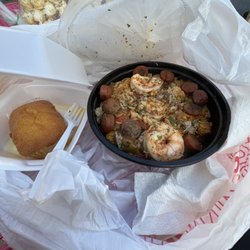Krys’ Soul Kreations - Shrimp chicken crab jambalaya and butta cornbread