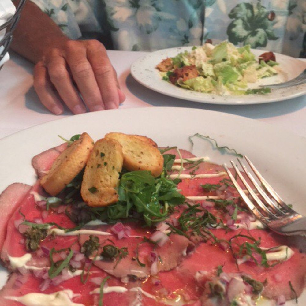 Cafe Maxx - Beef Carpaccio and Caesar in back - Seafood Near Me - Pompano Beach, Florida