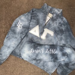 Sharp Designs Custom Embroidery - Sorority letters!! Front, sleeve, and back