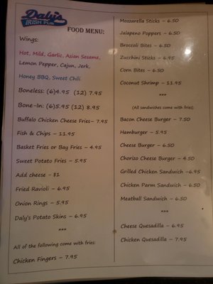 Menu photo 5 Daly's Irish Pub Philadelphia, PA