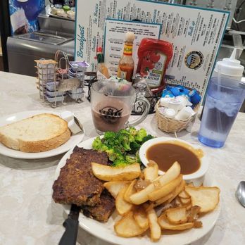 The Coffee Cup - Meatloaf, home fries, substituted broccoli for eggs this time, sourdough toast and hot chocolate. So good. - Diners Near Me - Boulder City, Nevada