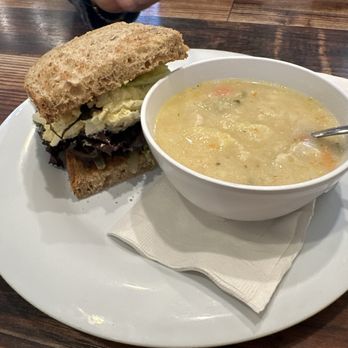 Cornerstone Coffeehouse - Chicken Dumpling Soup & Egg Salad Sandwich 1/2 - Coffee & Tea Near Me - Camp Hill, Pennsylvania