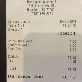 Benihana - $3 Ice tea? Really? - Sushi Bars Near Me - Houston, Texas