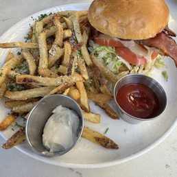 Grilled chicken sandwich with fries Grilled chicken sandwich with fries