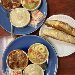 Simply Soups & A Little More - Breadsticks, french onion, chicken dumpling and chicken tortilini soups