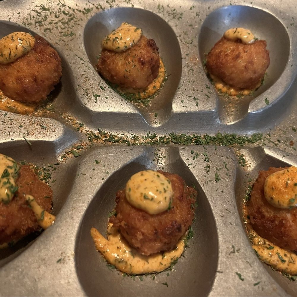 Your Mom's - Shrimp and grits bites - American Near Me - Smithville, Texas Your Mom's - Shrimp and grits bites - American Near Me - Smithville, Texas