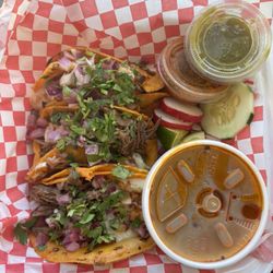 Quesabirria tacos. Comes with consommé & salsa cups