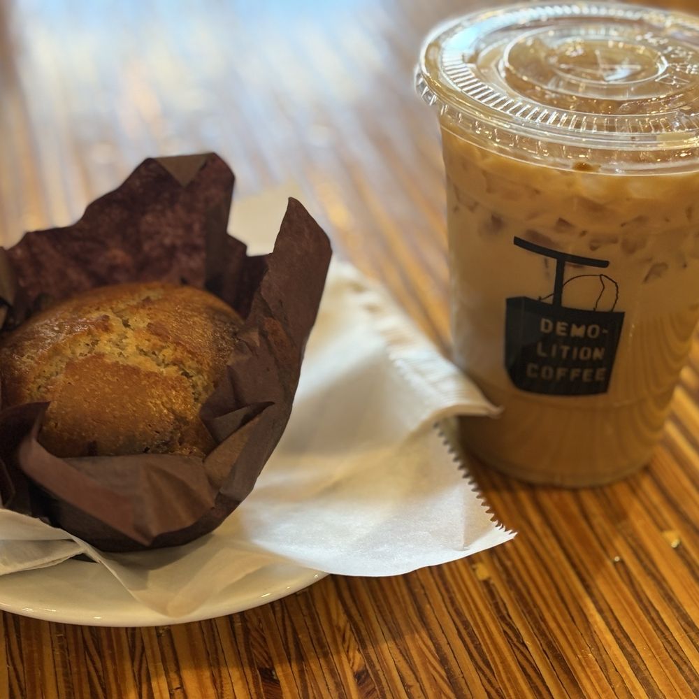 Demolition Coffee - Banana nut muffin w. Iced Cookie butter latte - Sandwiches Near Me - Petersburg, Virginia Demolition Coffee - Banana nut muffin w. Iced Cookie butter latte - Sandwiches Near Me - Petersburg, Virginia