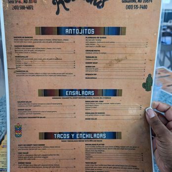 Mi Rancho - Menu as of 9/2023 - Tex-Mex Near Me - Silver Spring, Maryland
