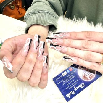 Classy Nails - Fire in black and white - Nail Salons Near Me - West Jordan, Utah