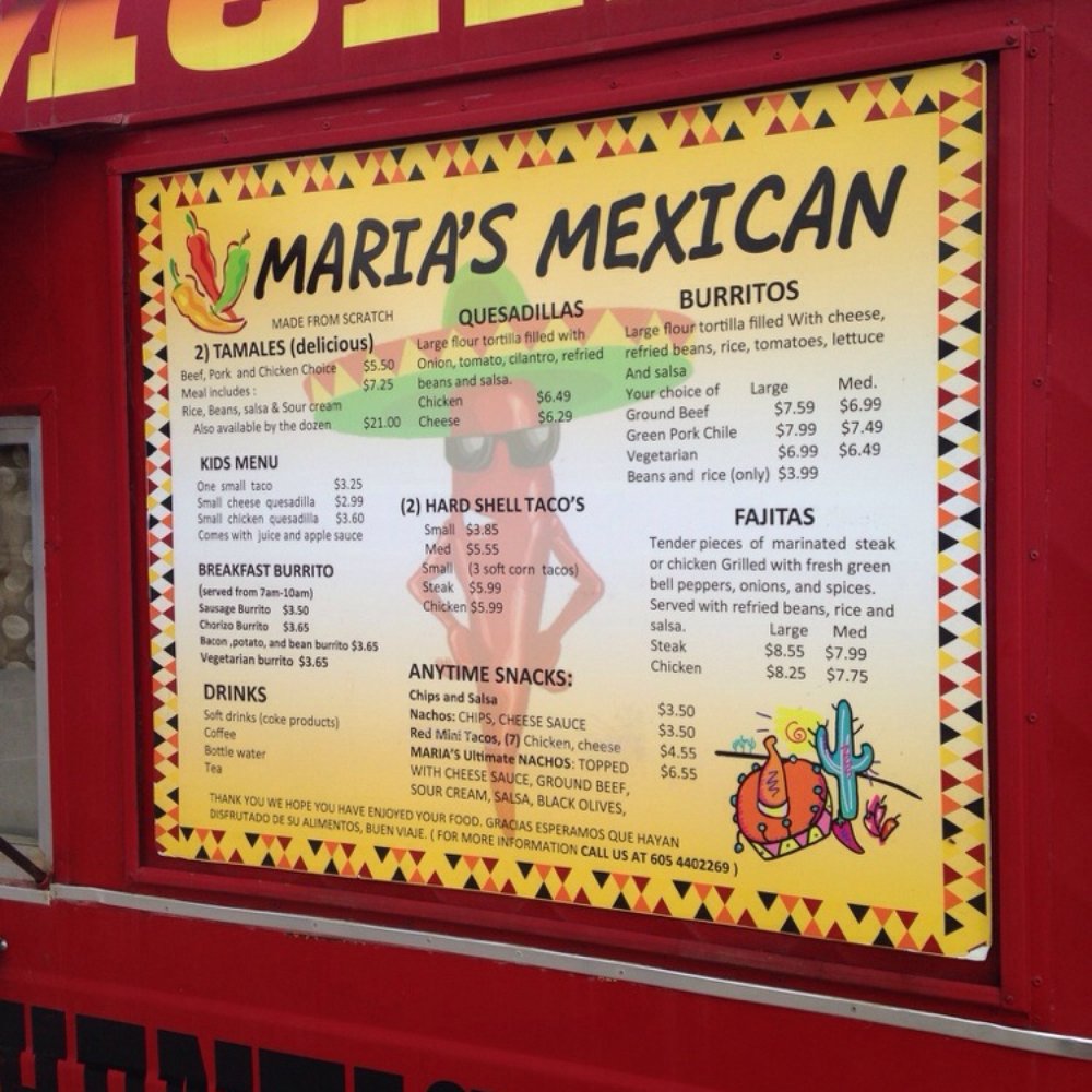 Maria's Mexican - Menu - Food Trucks Near Me - Custer, South Dakota Maria's Mexican - Menu - Food Trucks Near Me - Custer, South Dakota