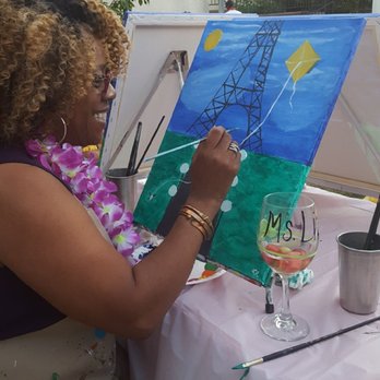 Joyful Expressions Paint and Taste - My mom and her wonderful creation.....complete with kites.... - Paint & Sip Near Me - Gardena, California
