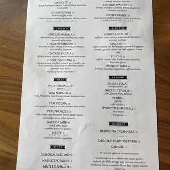 Bellissima Italian Mediterranean Restaurant - Current Menu as of July 2024 - part 4 - Pizza Near Me - Austin, Texas